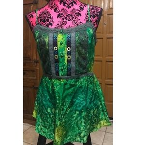 Free People Green Festive Top size 10